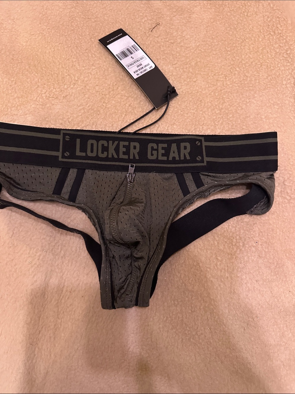 Locker Gear Men’s khaki green Jock Brief with Zip Fly